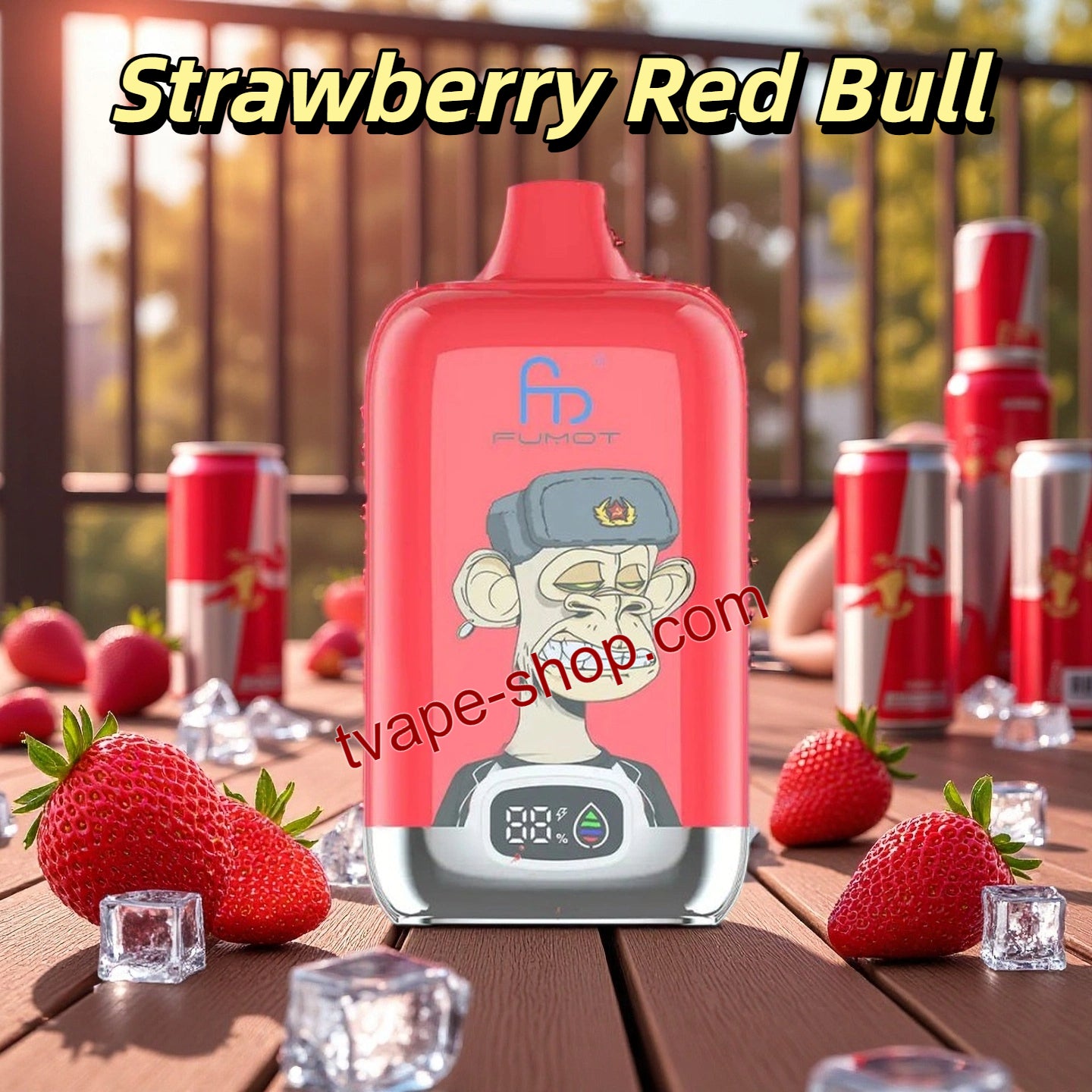 RandM Tornado 12000 Puffs Strawberry Red Bull