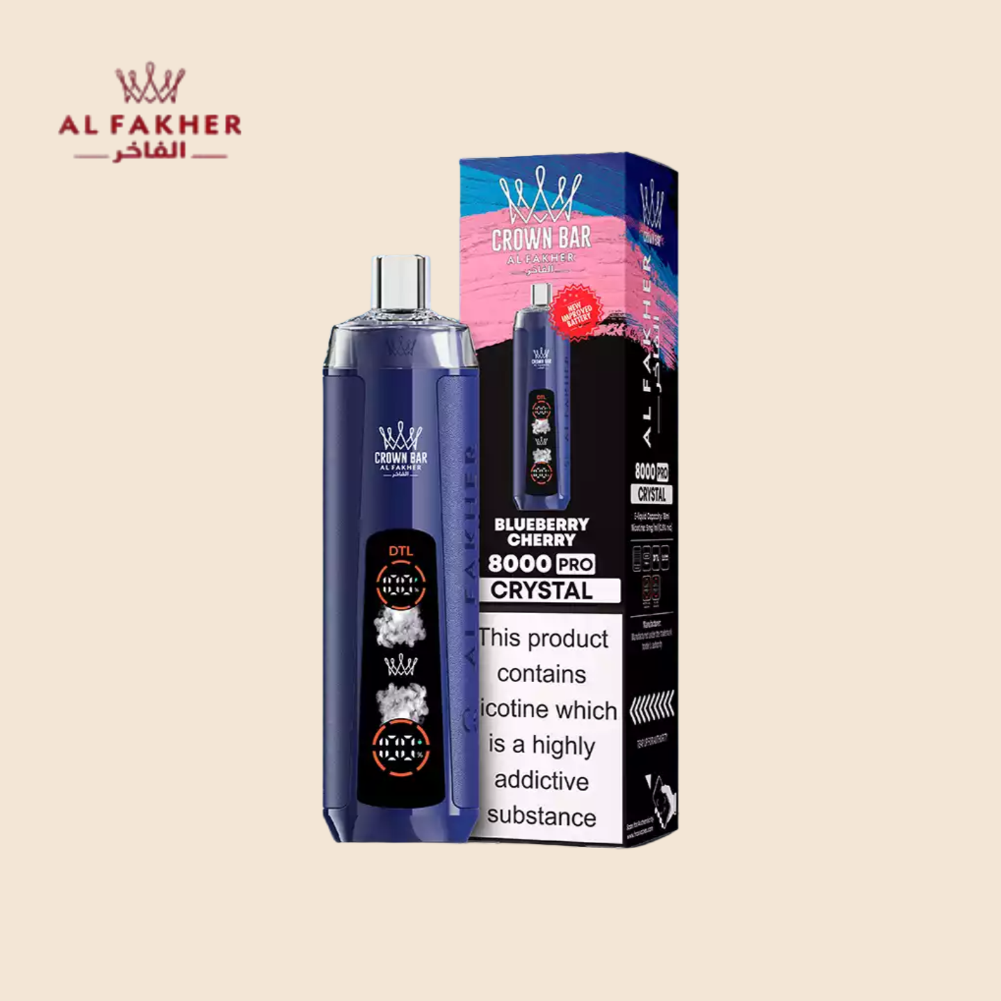 Blueberry Cherry Al Fakher Crown Bar 8000 Puffs Vape