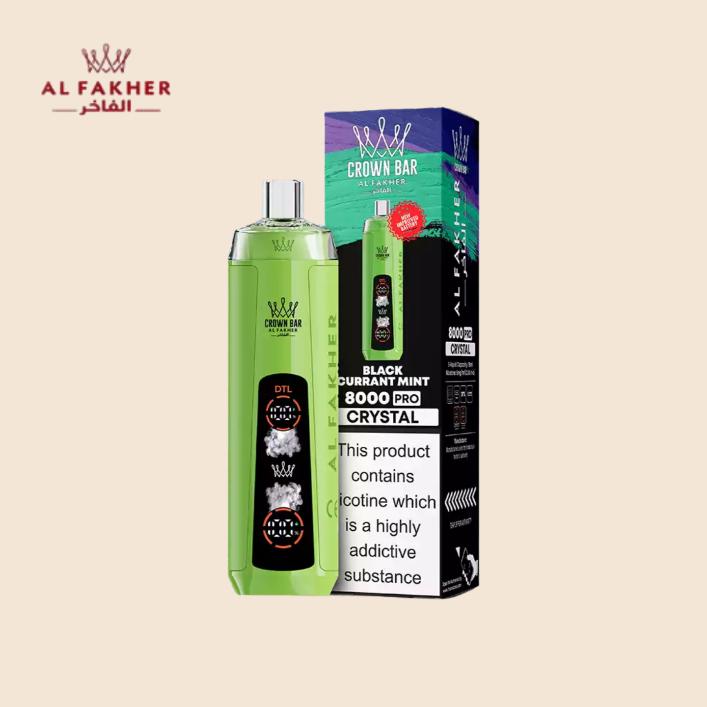 Al Fakher Vape Crystal 8000 puffs Black Currant Mint