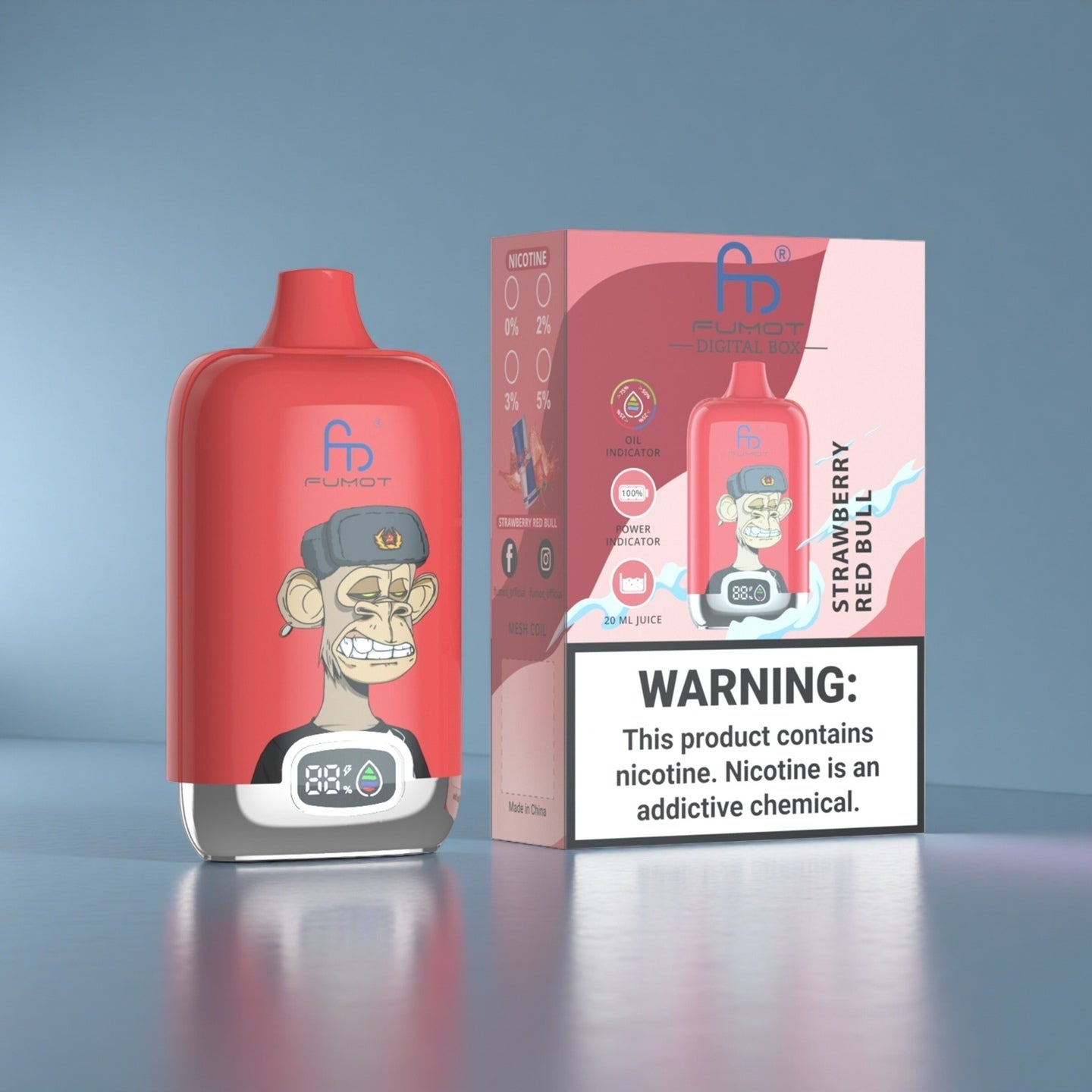 Fumot RandM Tornado 12000 Puffs Strawberry Red Bull