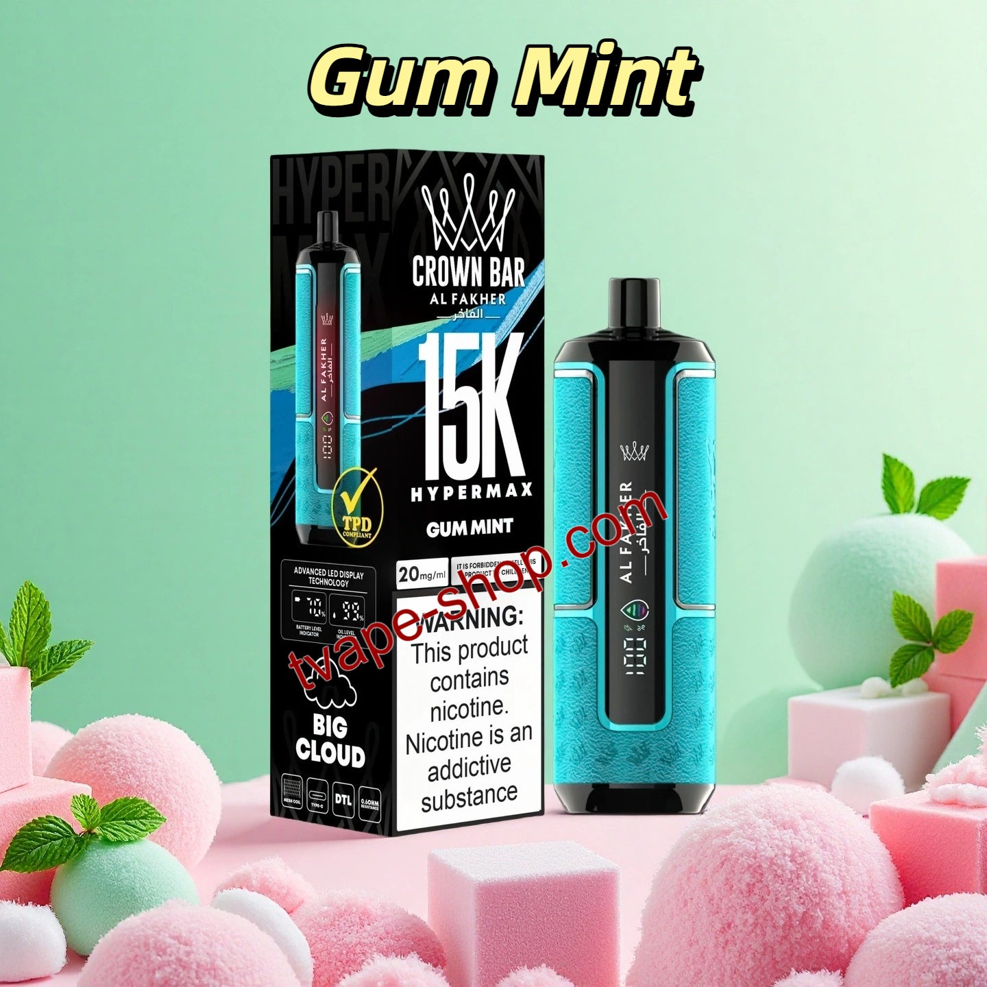 Gum Mint Al Fakher Vape Crown Bar HyperMax 15000