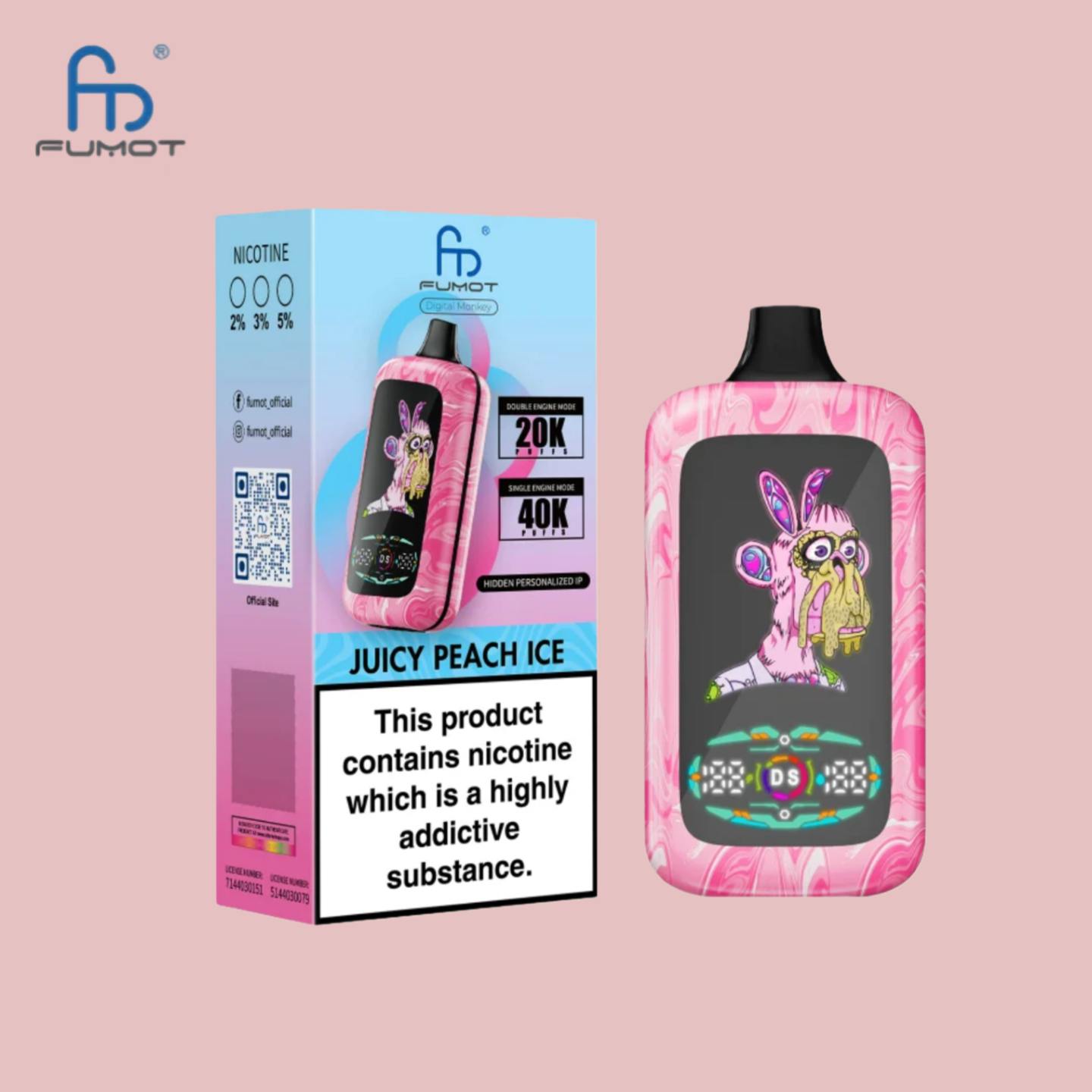 Juicy Peach Ice RandM Digital Monkey 20K/40K