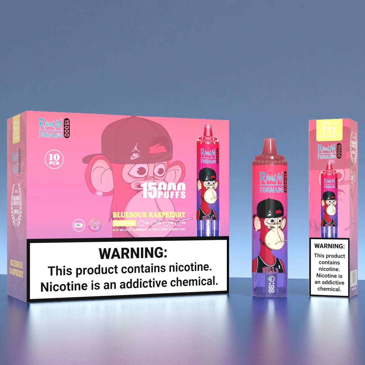 Blue Sour Raspberry RandM Tornado 15000 Züge Vape