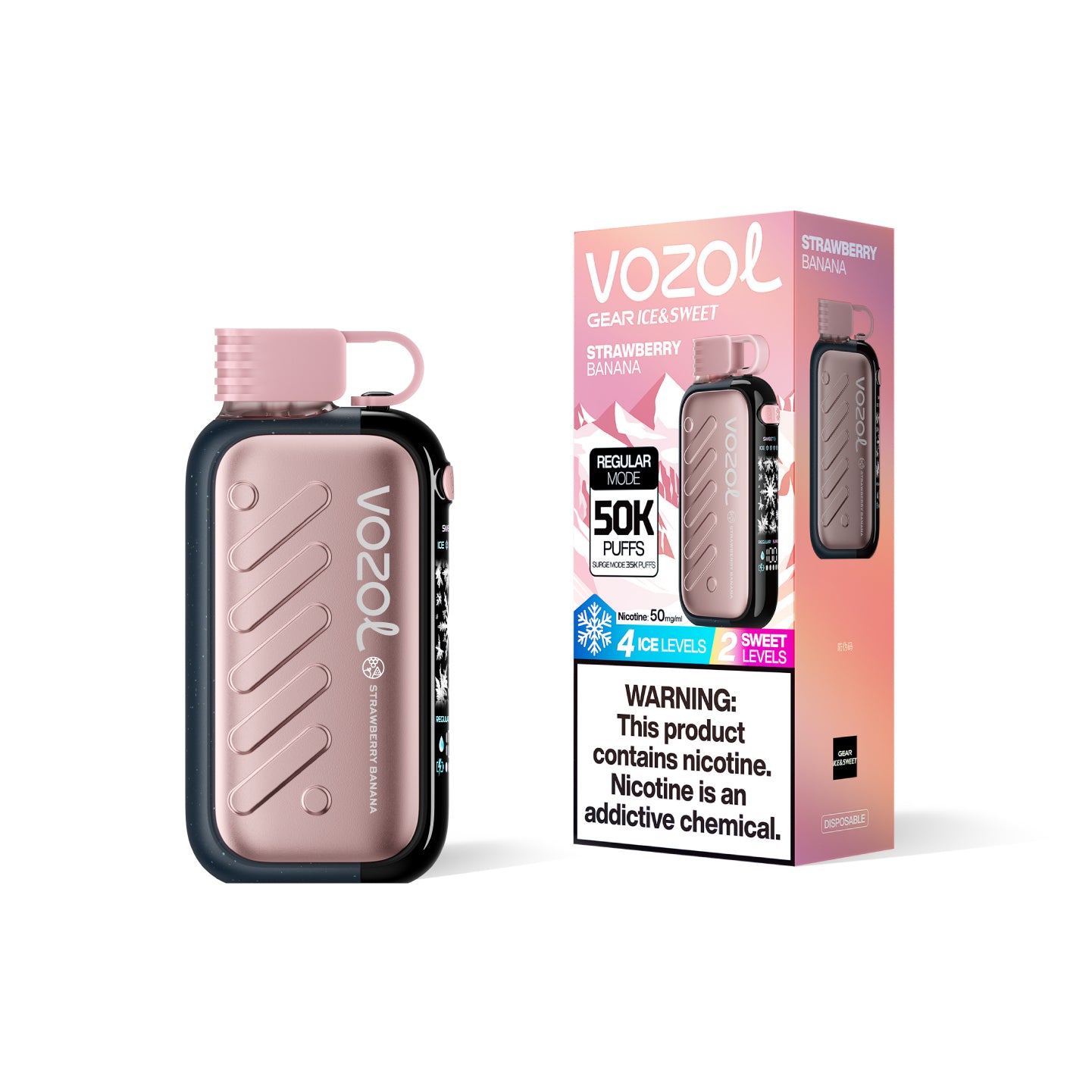 4 Ice Levels VOZOL Gear 50000 Strawberry Banana