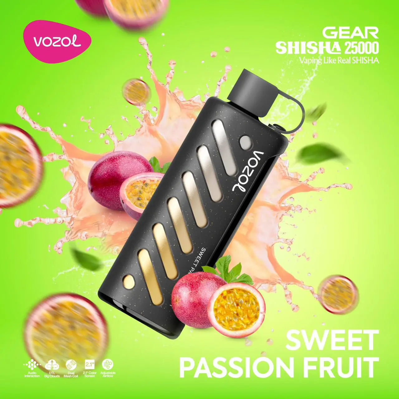 Vozol Gear Shisha 25K Vape Sweet Passion Fruit