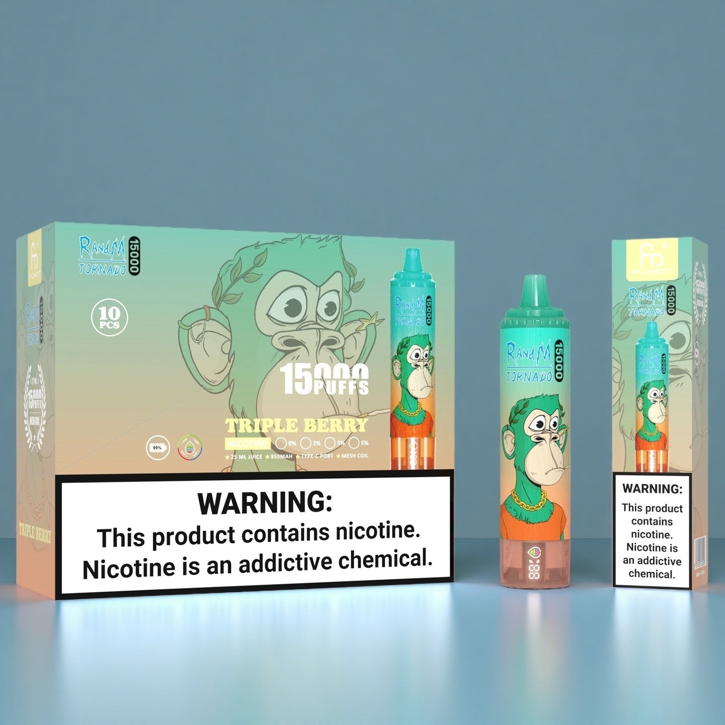 Triple Berry RandM Tornado 15K Puffs Vape