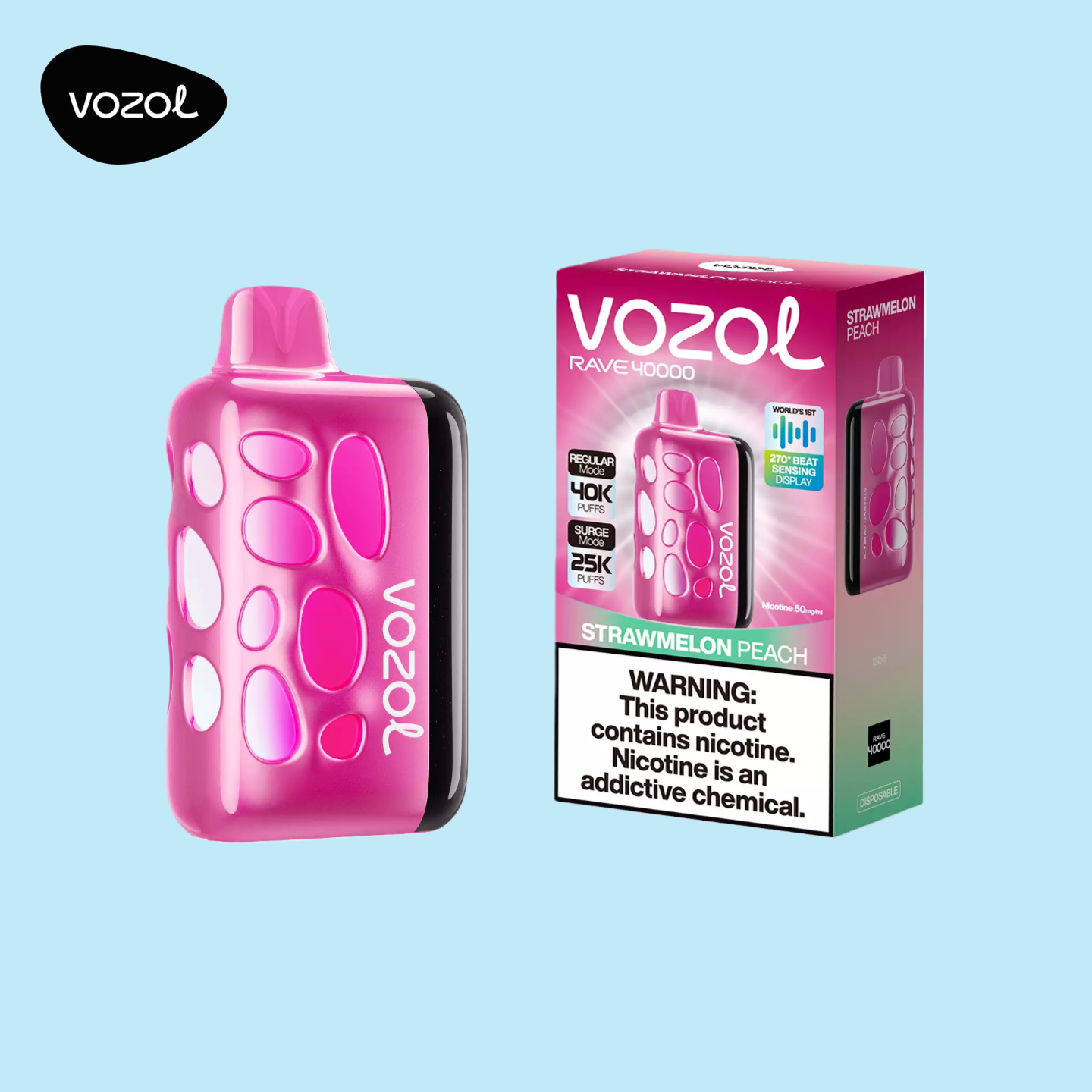 Strawmelon Peach Vozol Rave 40000 Vape