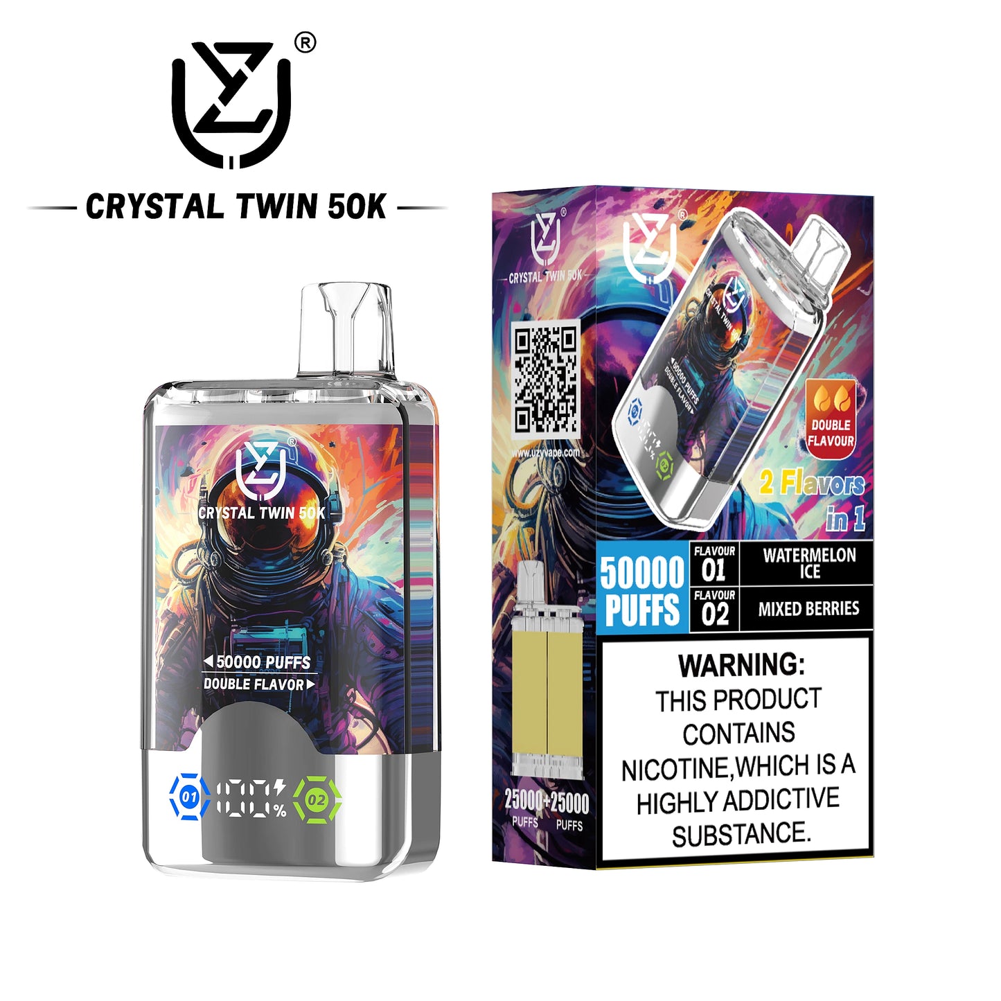 UZY Crystal Twin 50K Puffs Dual-Flavor Vape