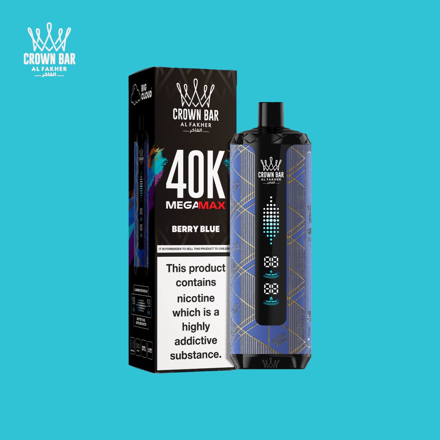 850mAh Al Fakher Crown Bar 40000 Puffs Berry Blue