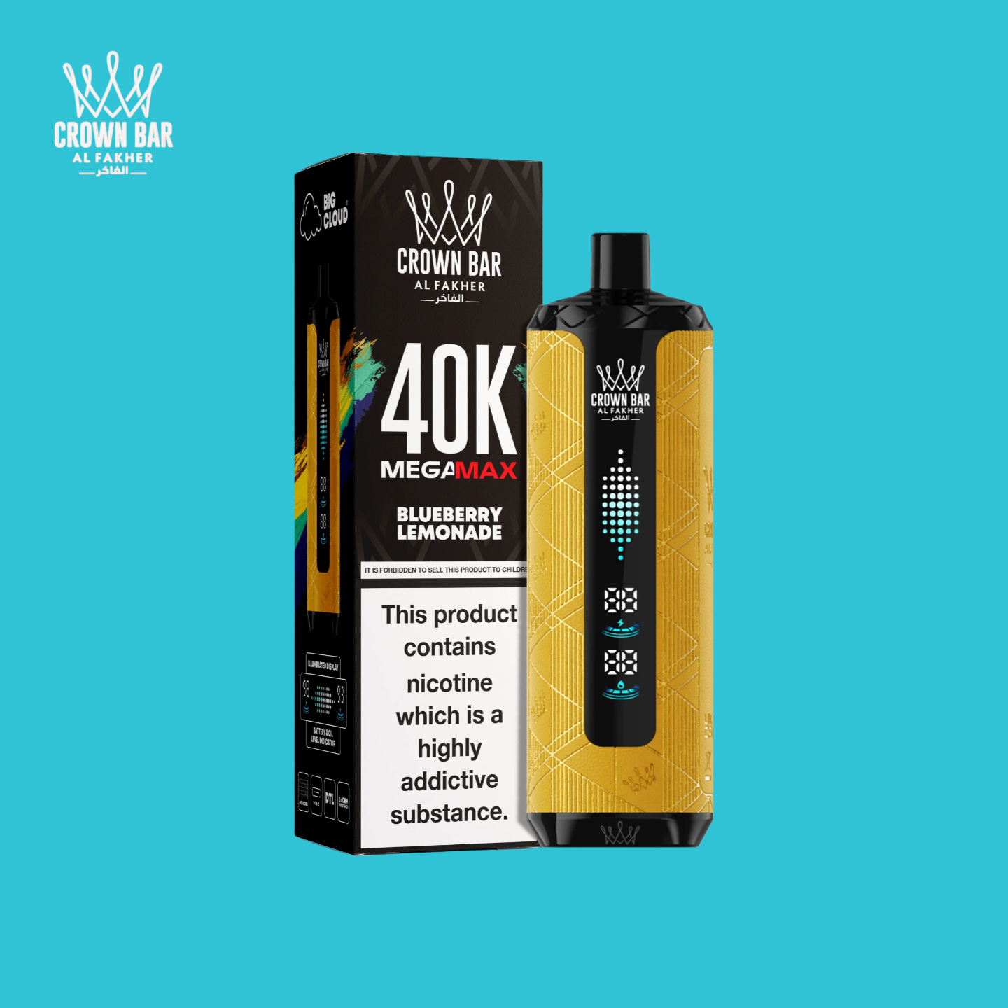 Al Fakher Crown Bar Mega Max 40000 Puffs Blueberry Lemonade