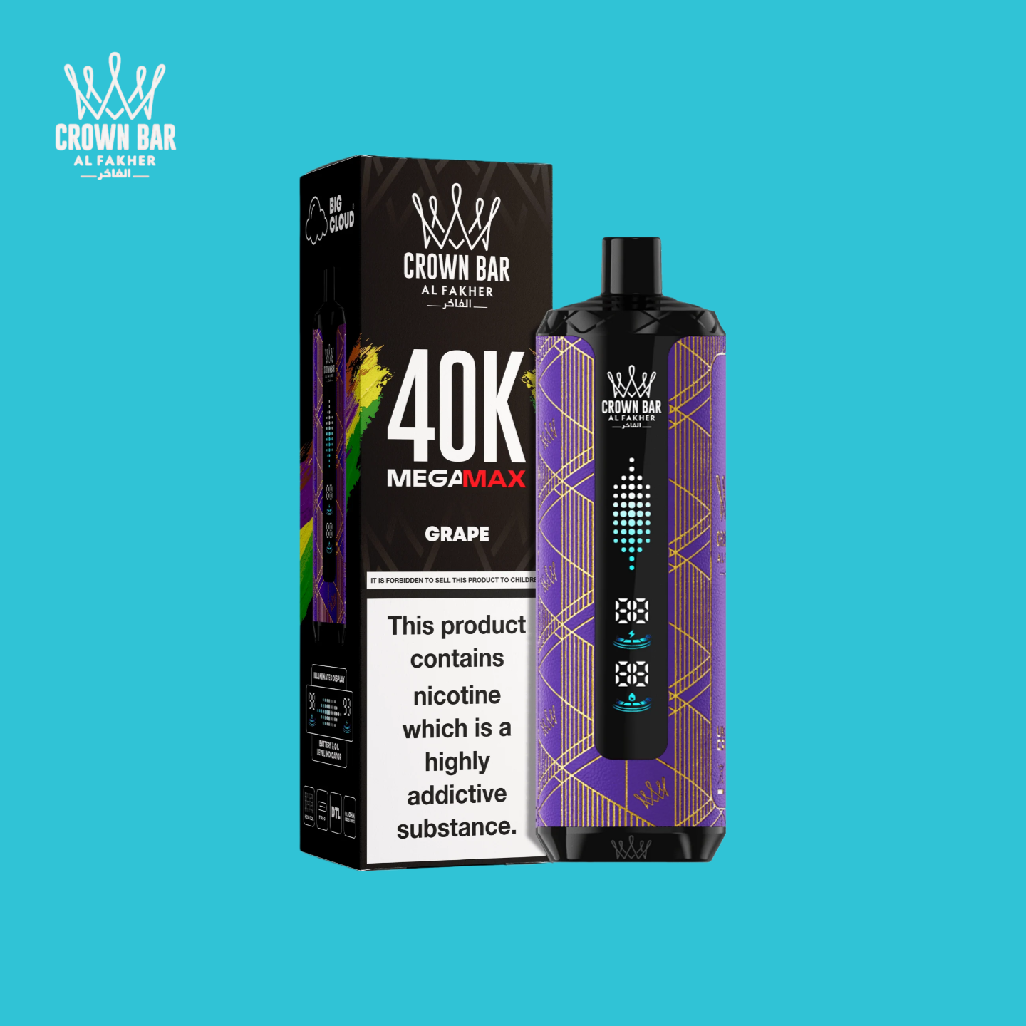 Al Fakher Crown Bar Mega Max 40K Grape Geschmack