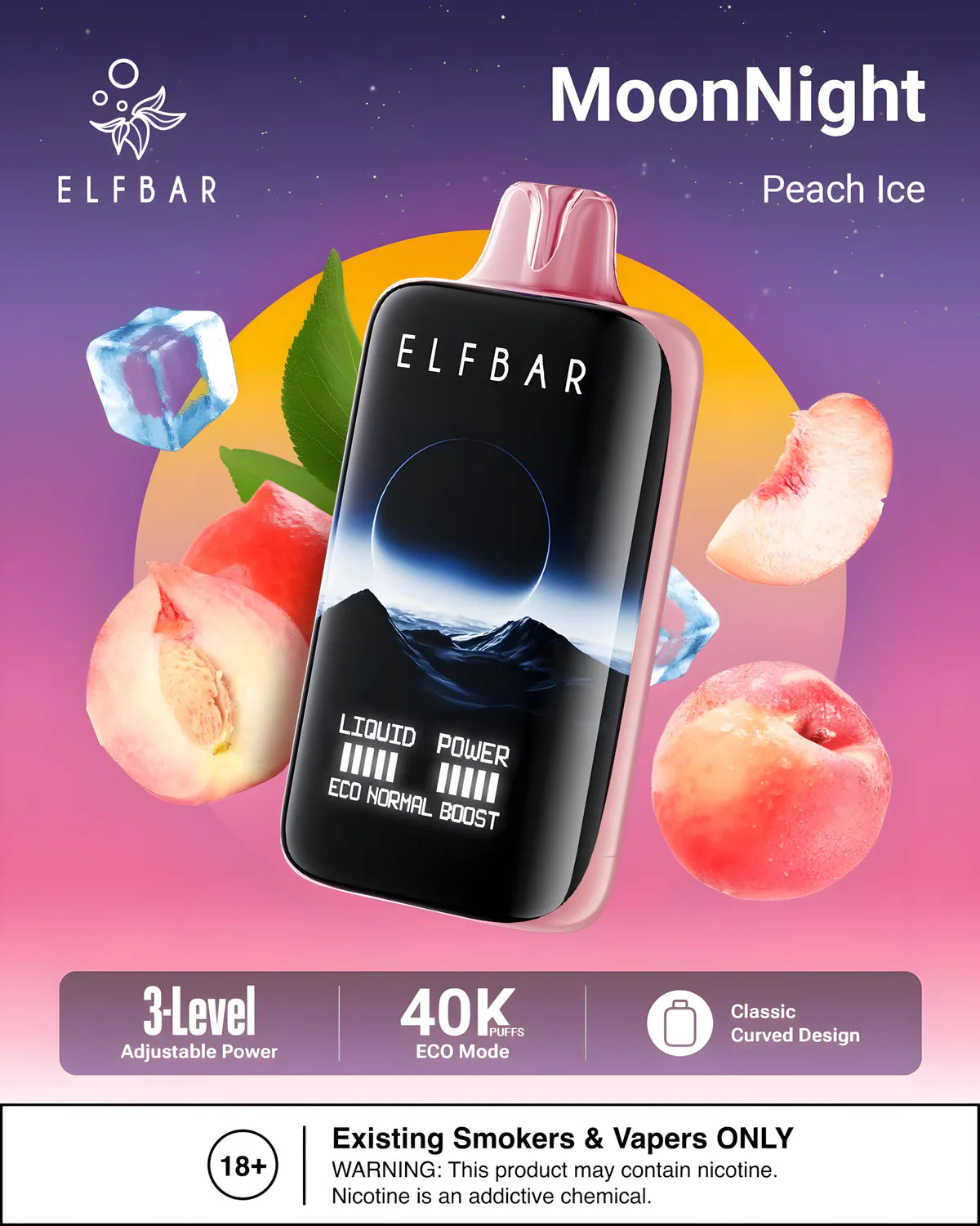 Peach Ice ELF BAR Moon Night 40K Puffs Vape