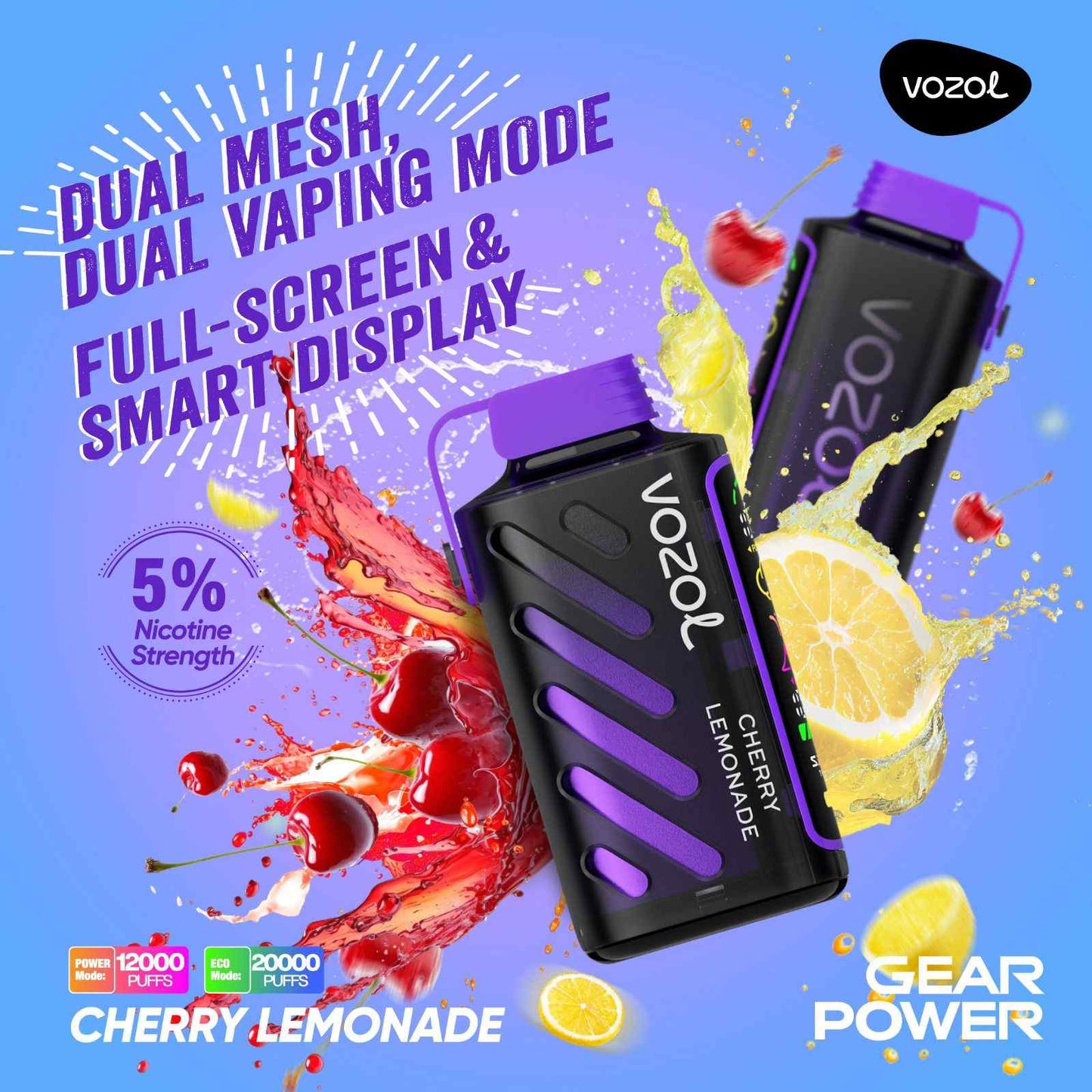 Cherry Lemonade Vozol Vape Gear Power 20000 Puffs