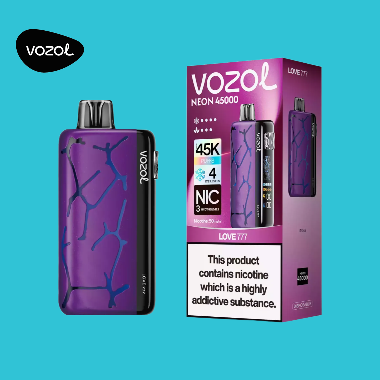 45000 Puffs Love 777 Vozol Neon Vape