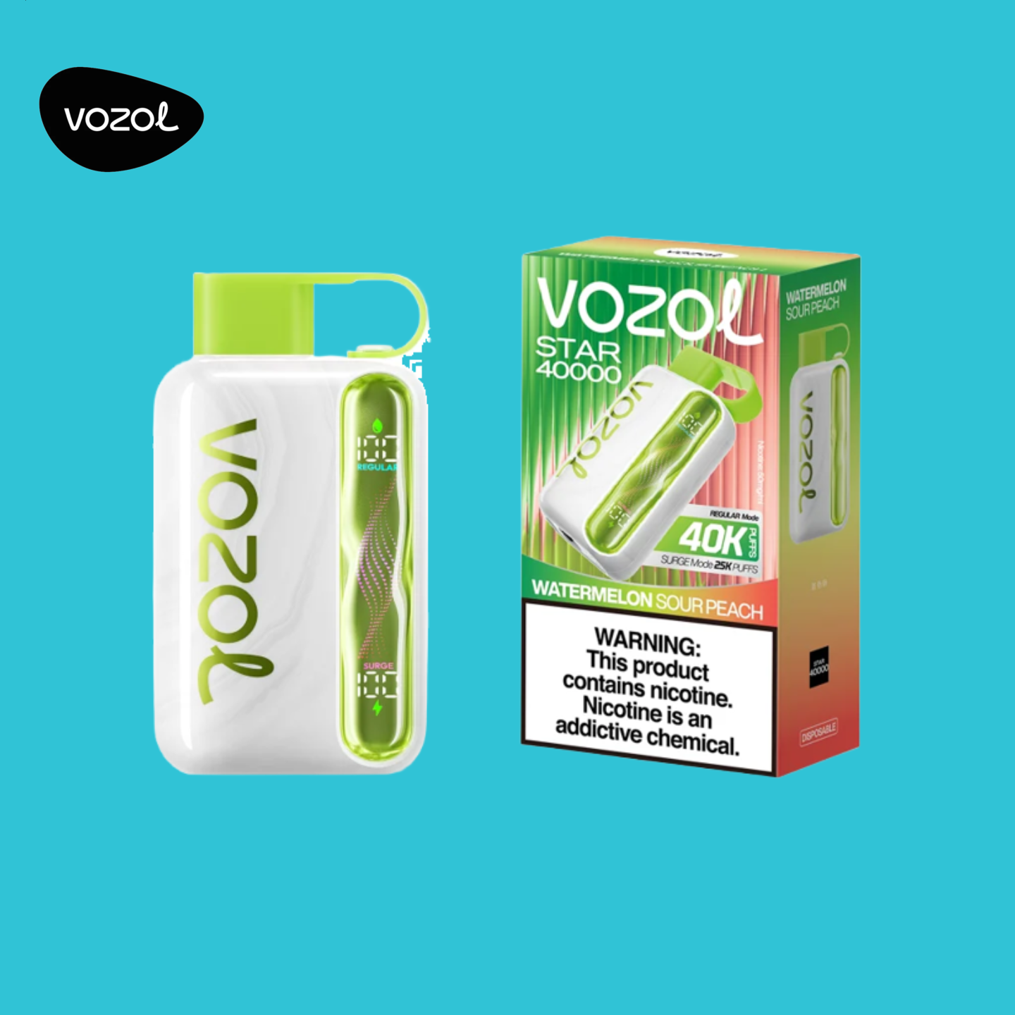Vozol Star Watermelon Sour Peach 40000 Puffs Vape