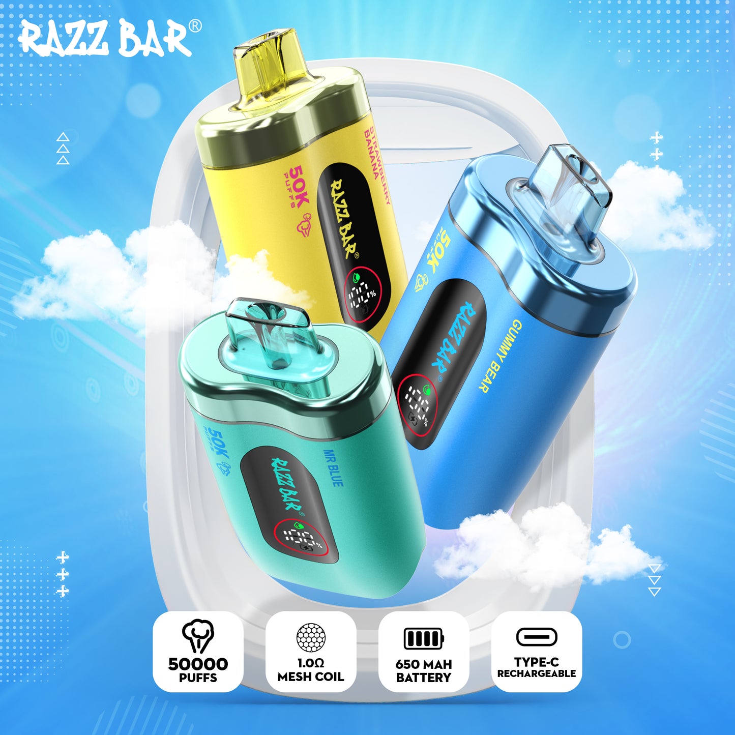 Mesh Coil Razz Bar 50000 Züge Vape