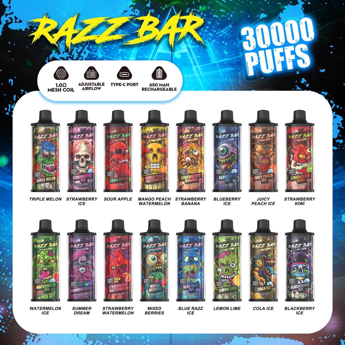 Razz Bar 30000 Puffs Leistungsstarke Einweg-Vape