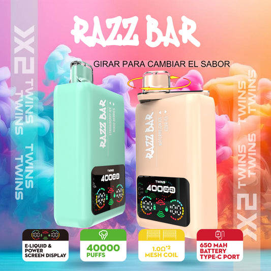 Smart-Display Razz Bar 40000 Puffs Vape mit zwei Geschmacksrichtungen