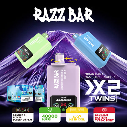 Smart-Display Razz Bar 40000 Puffs Vape mit zwei Geschmacksrichtungen