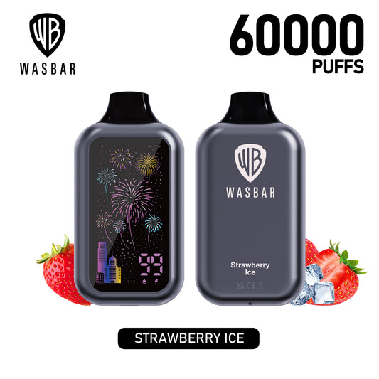 Dual Mesh Coil WASBAR 60K Puffs Strawberry Ice
