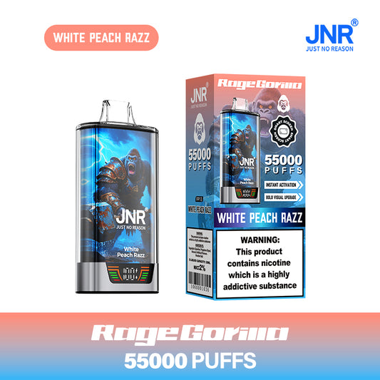White Peach Razz Geschmack JNR Rage Gorrila 55K Puffs Vape
