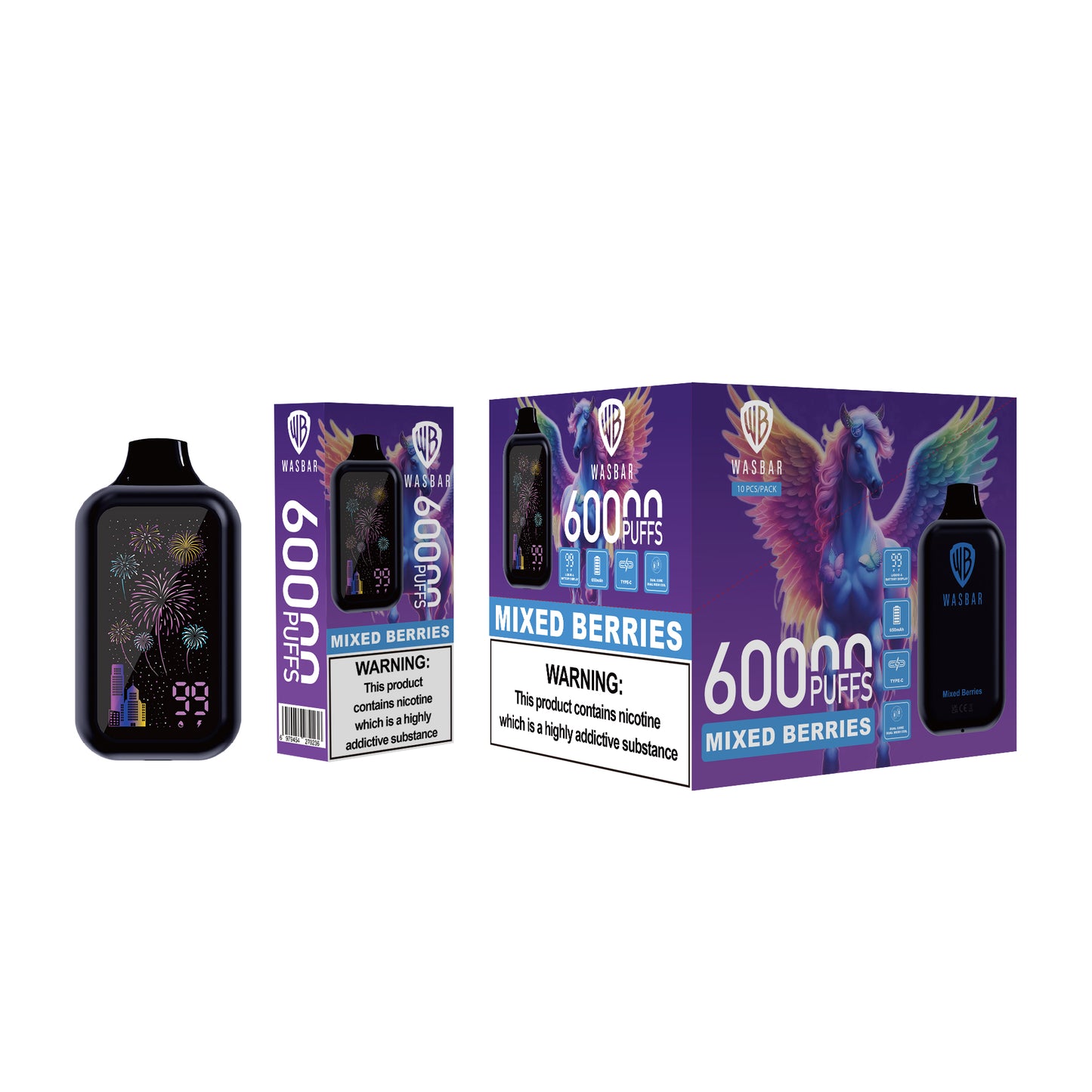 Mixed Berries Geschmack WASBAR 60K Vape