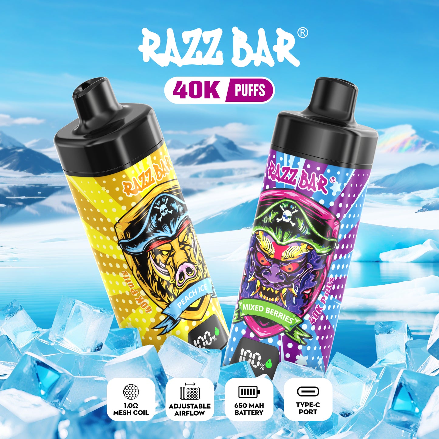 Razz Bar NEW 40K Puffs Vape 18 Geschmacksrichtungen