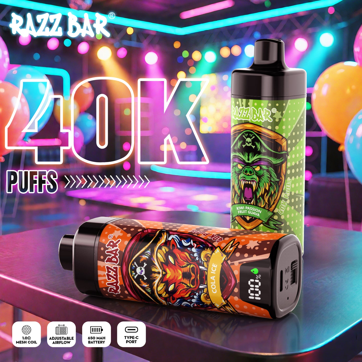 Razz Bar NEW 40K Puffs Vape 18 Geschmacksrichtungen