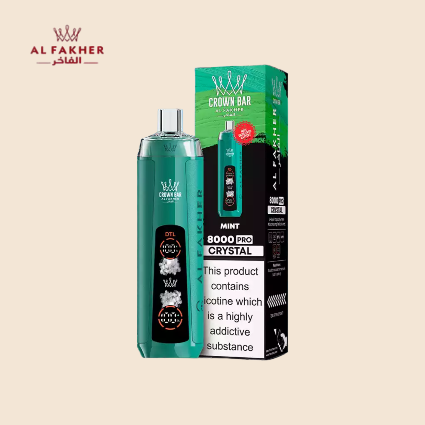 Mint Al Fakher Crown Bar 8000 Crystal Vape