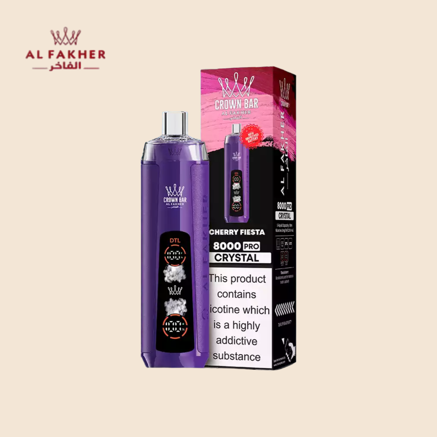 Al Fakher Crown Bar 8000 Puffs Cherry Fiesta