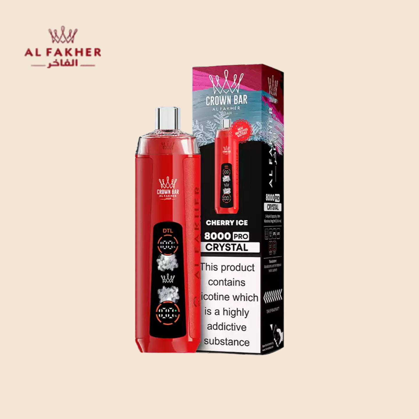 Al Fakher Crown Bar 8000 Cherry Ice Vape 