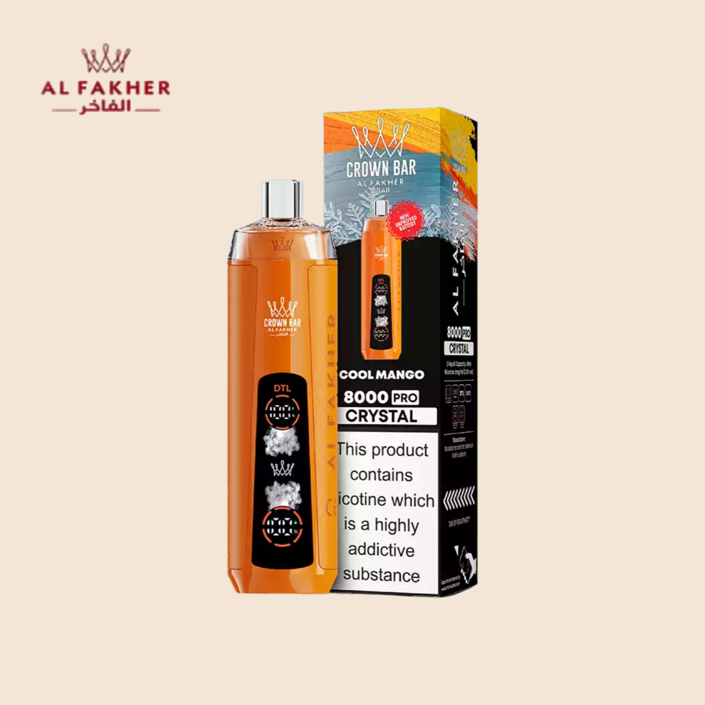 8000 Züge Cool Mango Al Fakher Crown Bar Vape