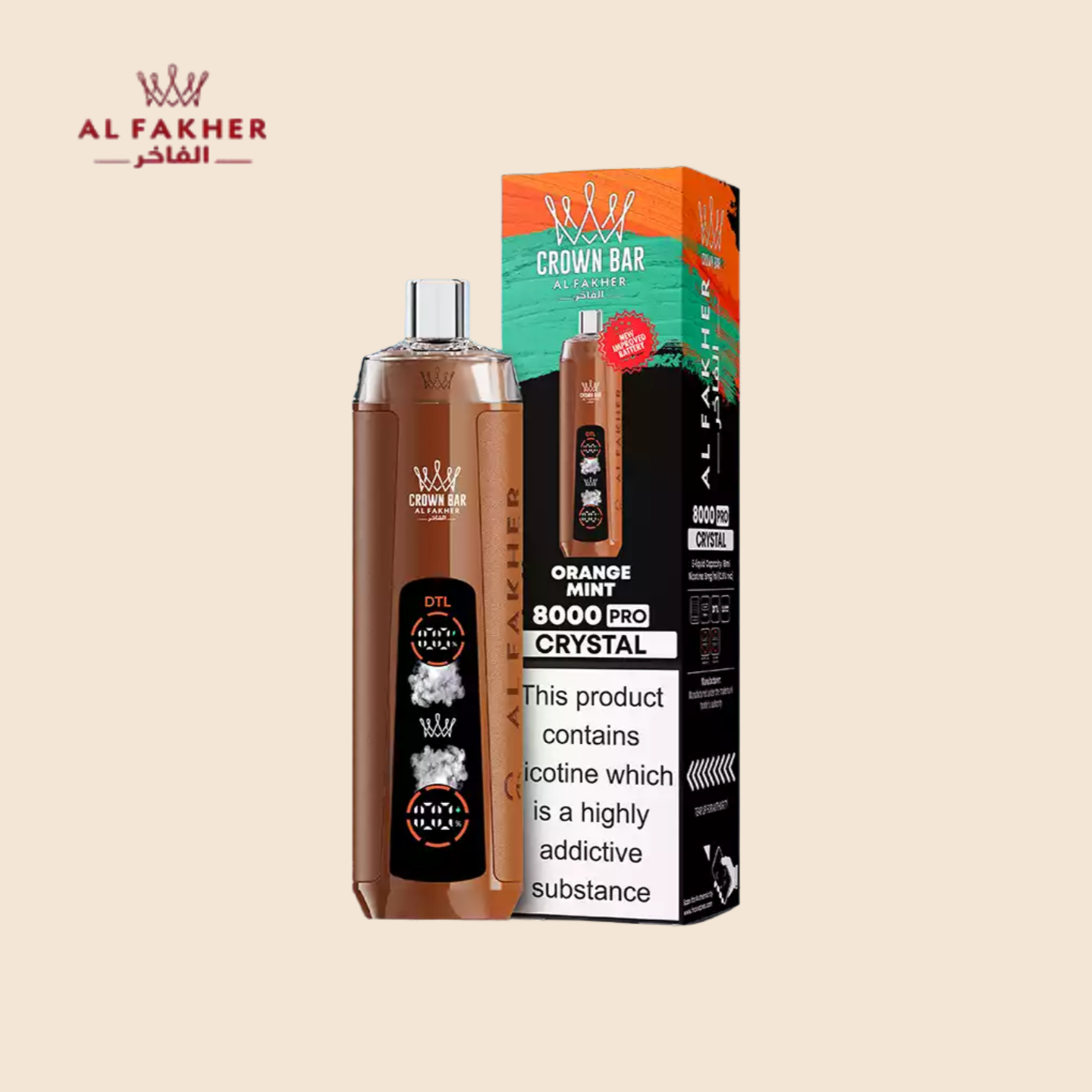 Al Fakher Crown Bar 8000 Puffs Orange Mint Vape