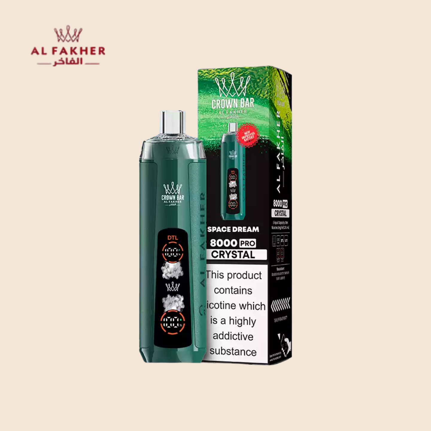Space Dream Al Fakher Crown Bar 8000 Crystal Vape 