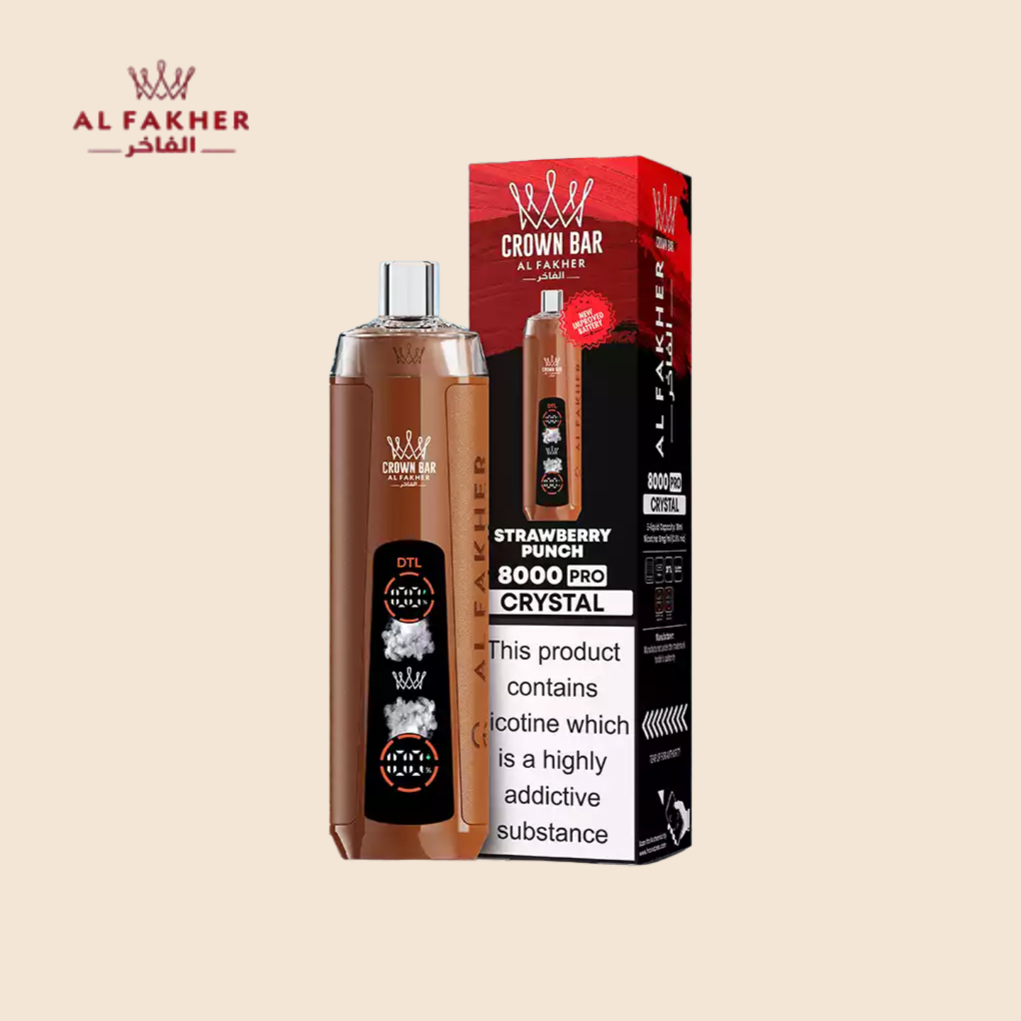 Al Fakher Crown Bar 8000 Strawberry Punch Vape