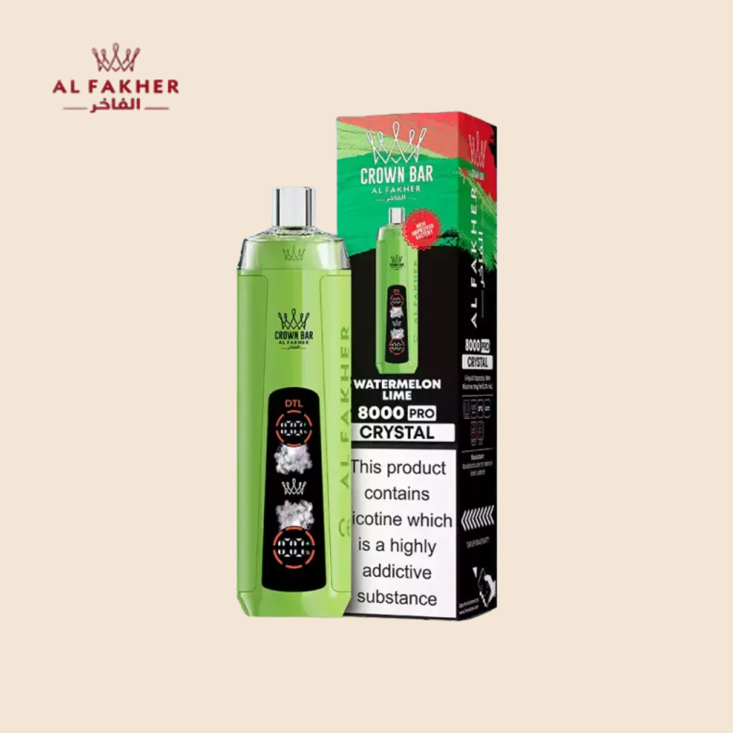 Al Fakher Crown Bar 8000 Vape Watermelon Lime