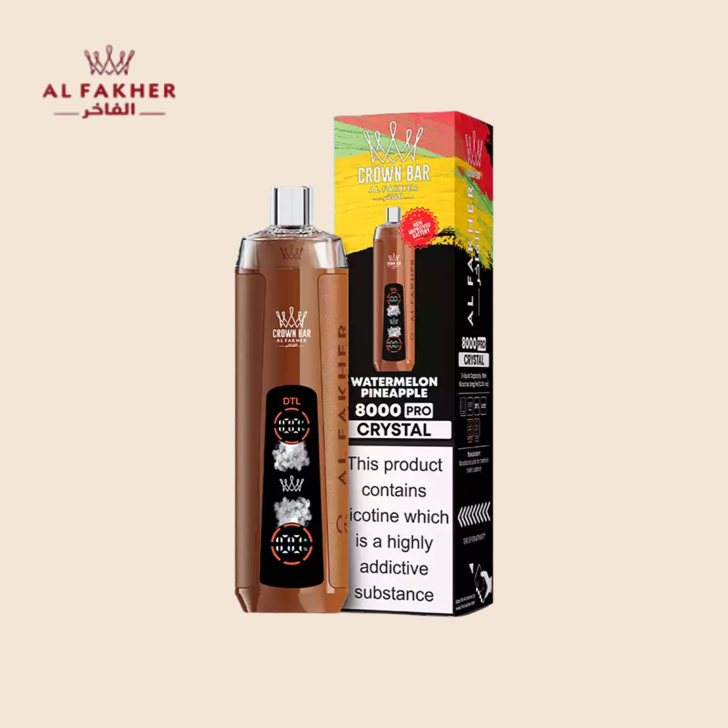 Al Fakher Crown Bar 8000 Watermelon Pineapple