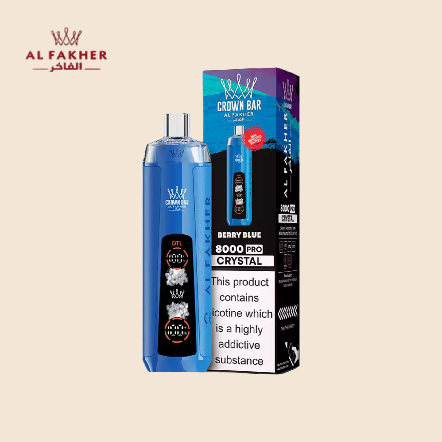 Al Fakher Crown Bar 8000 Puffs Berry Blue
