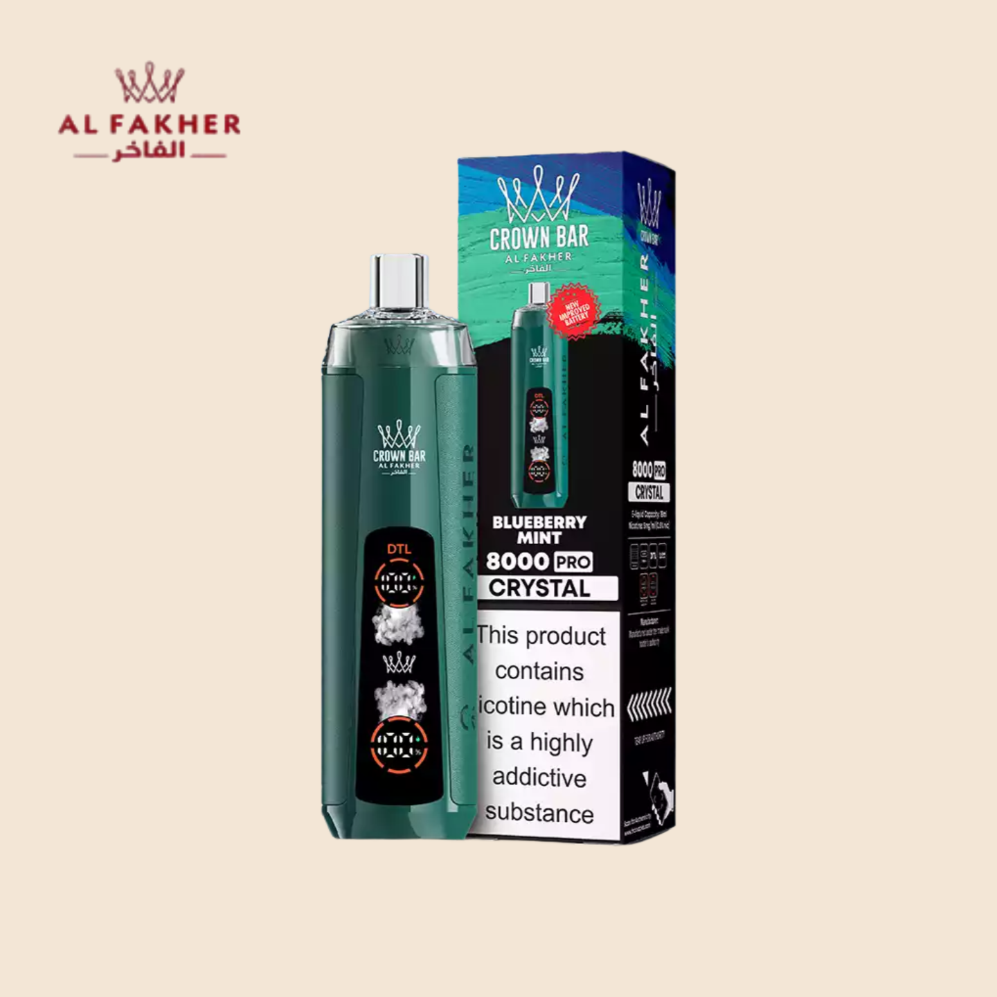 Blueberry Mint Al Fakher Crown Bar 8000 Vape