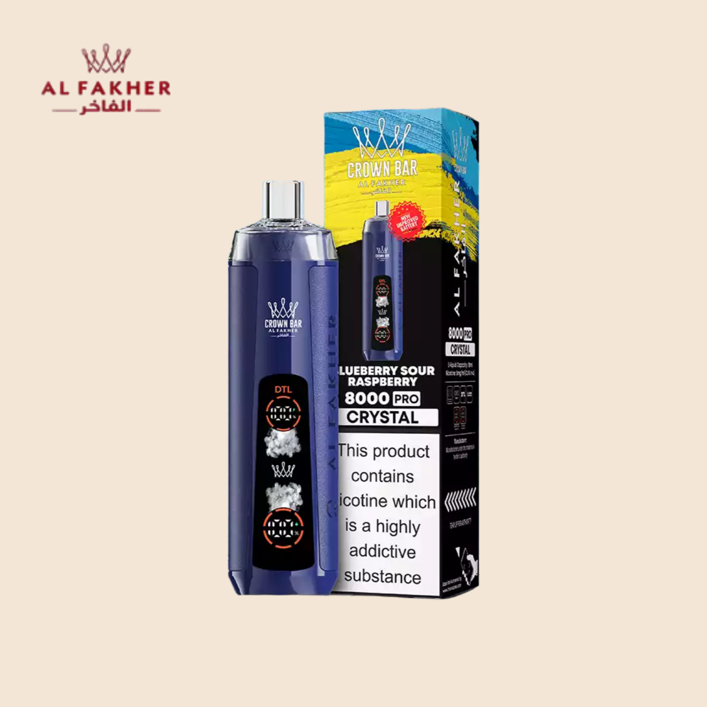 Blueberry Sour Raspberry Al Fakher Crown Bar 8000 Vape