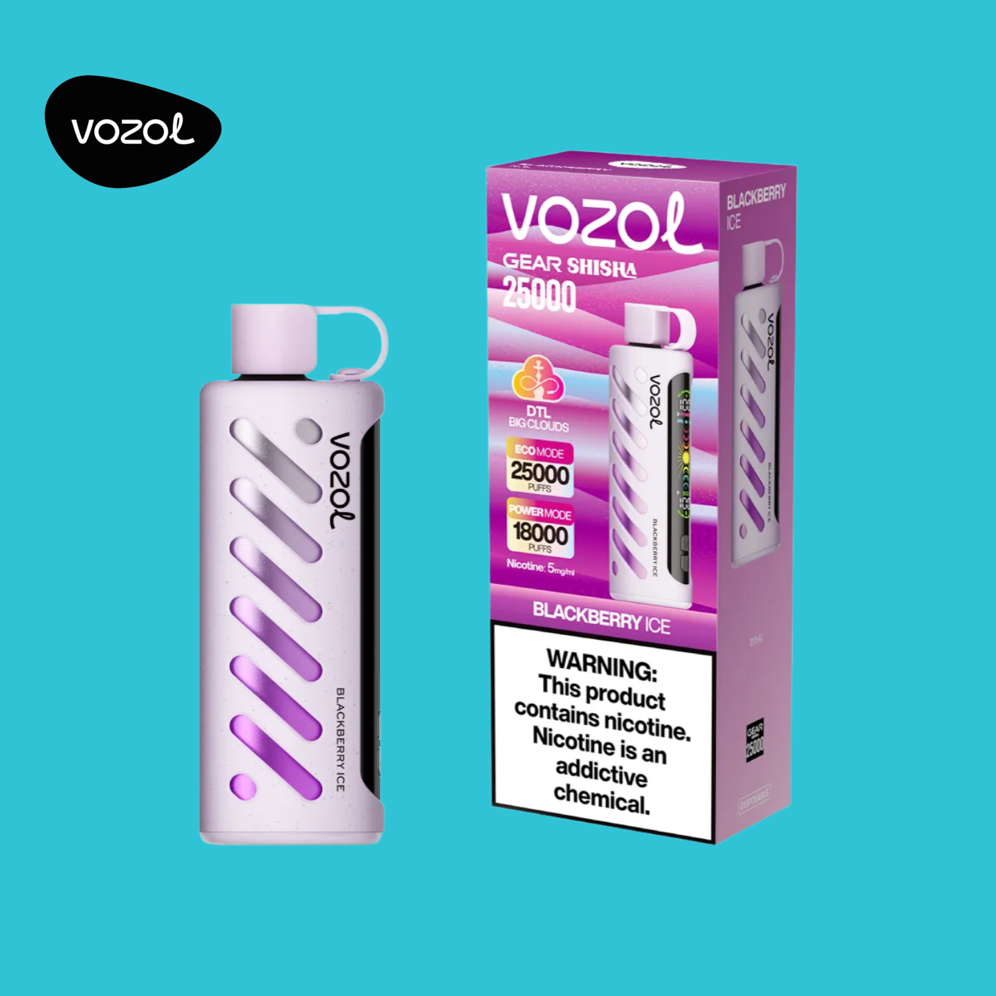 Vozol Gear Shisha 25K Puffs Blackberry Ice