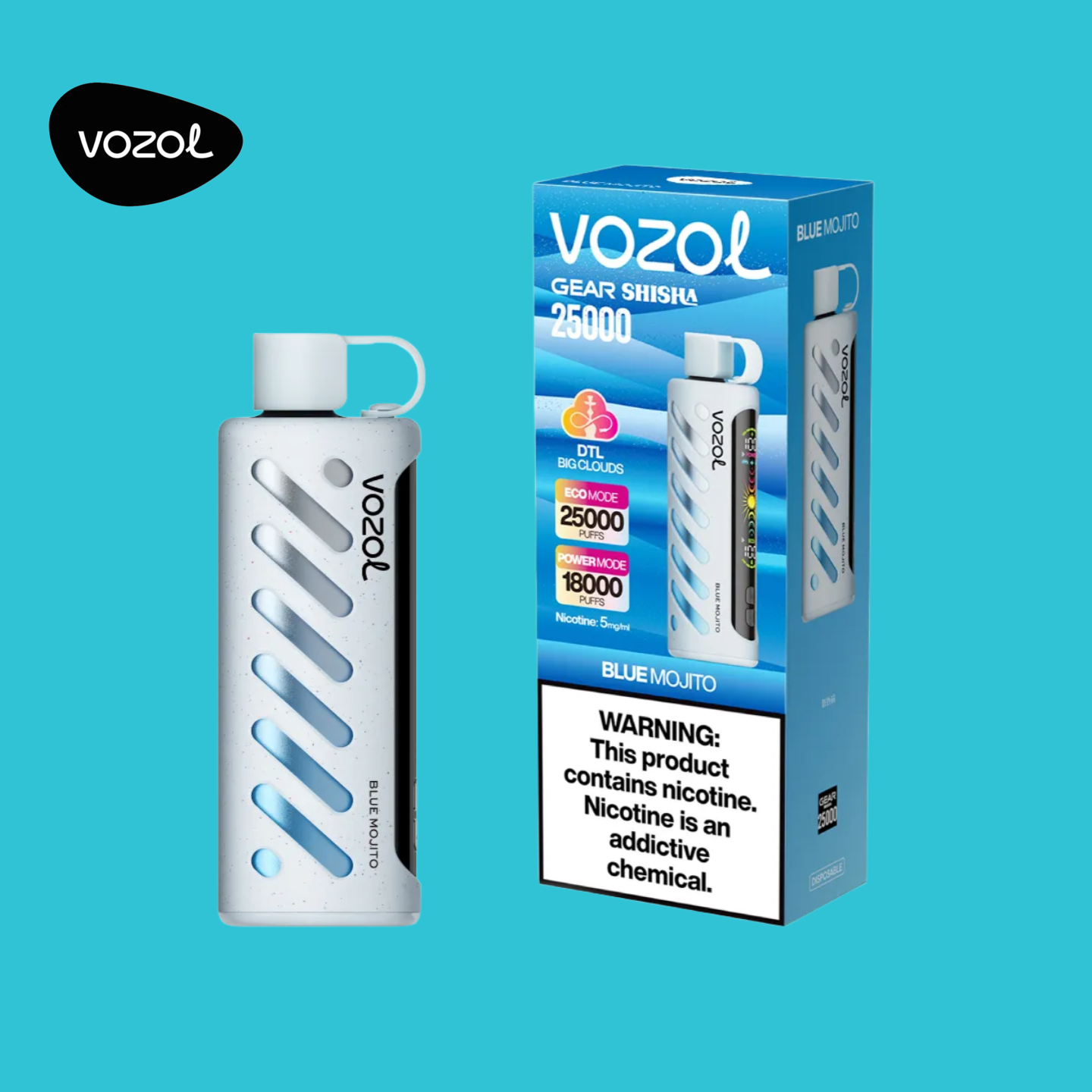 Vozol Gear Shisha 25K Vape Blue Mojito