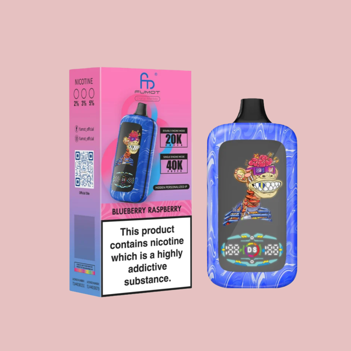 Blueberry Raspberry RandM Digital Monkey 40K Puffs