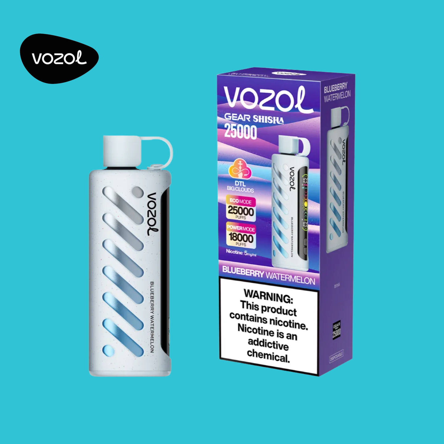Vozol Gear Shisha 25K Puffs Blueberry Watermelon