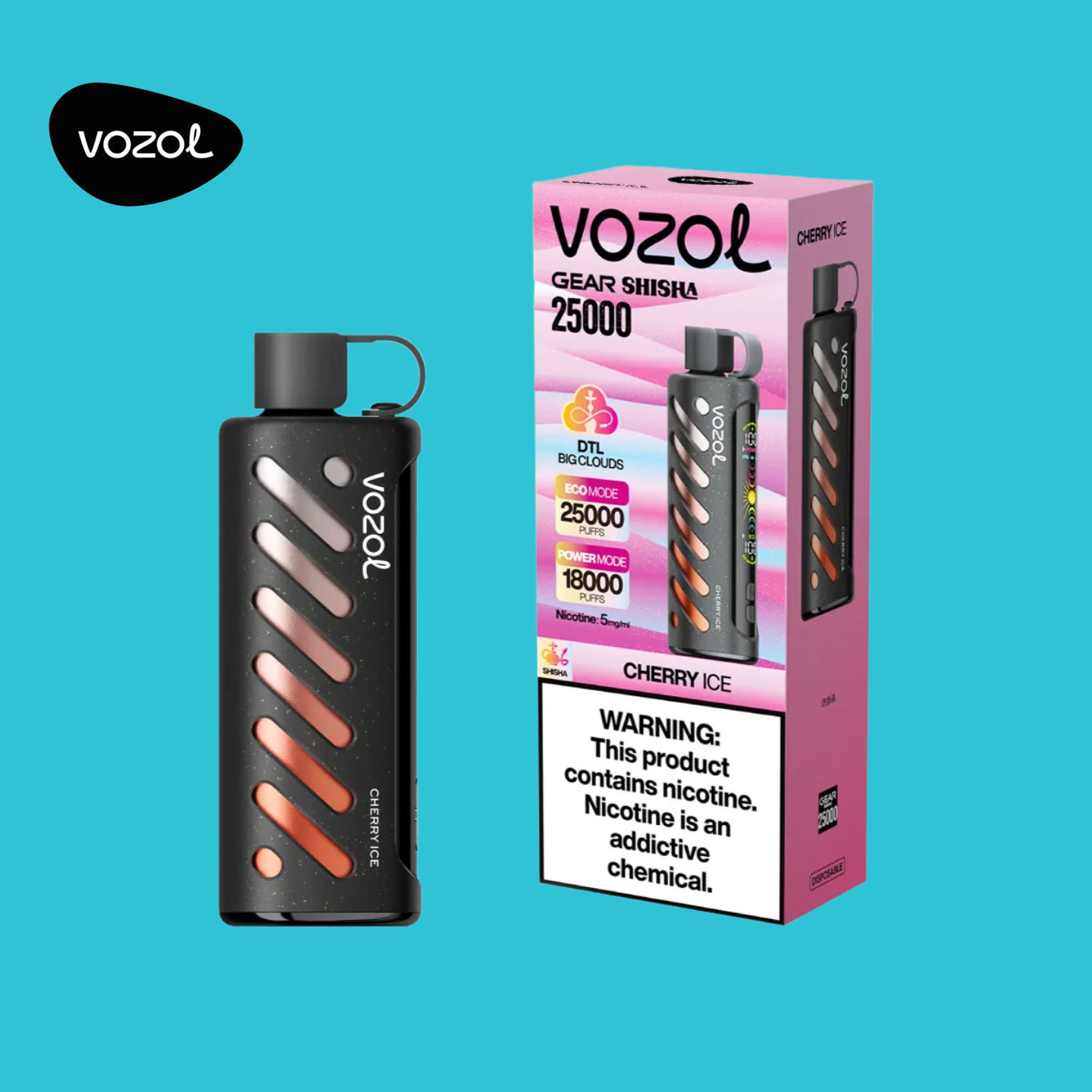 Vozol 25K Gear Shisha Vape Cherry Ice