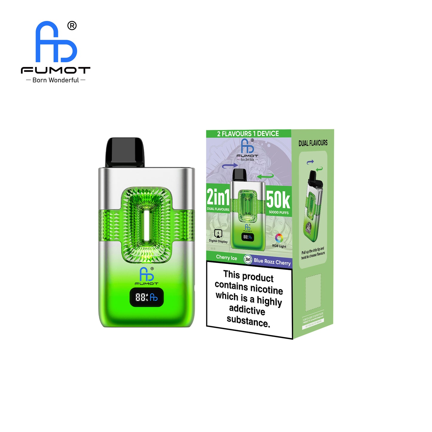 RandM FUMOT 50K ECO 2IN1 Cherry Ice & Blue Razz Cherry