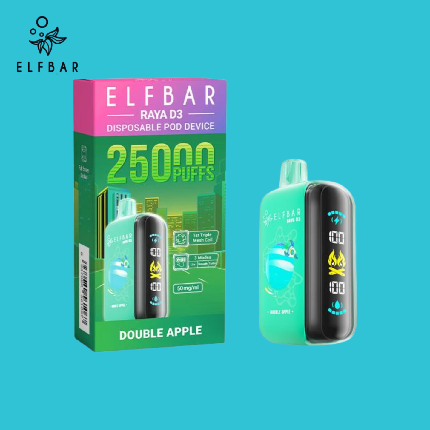Elf Bar Raya D3 25000 Puffs  Double Apple