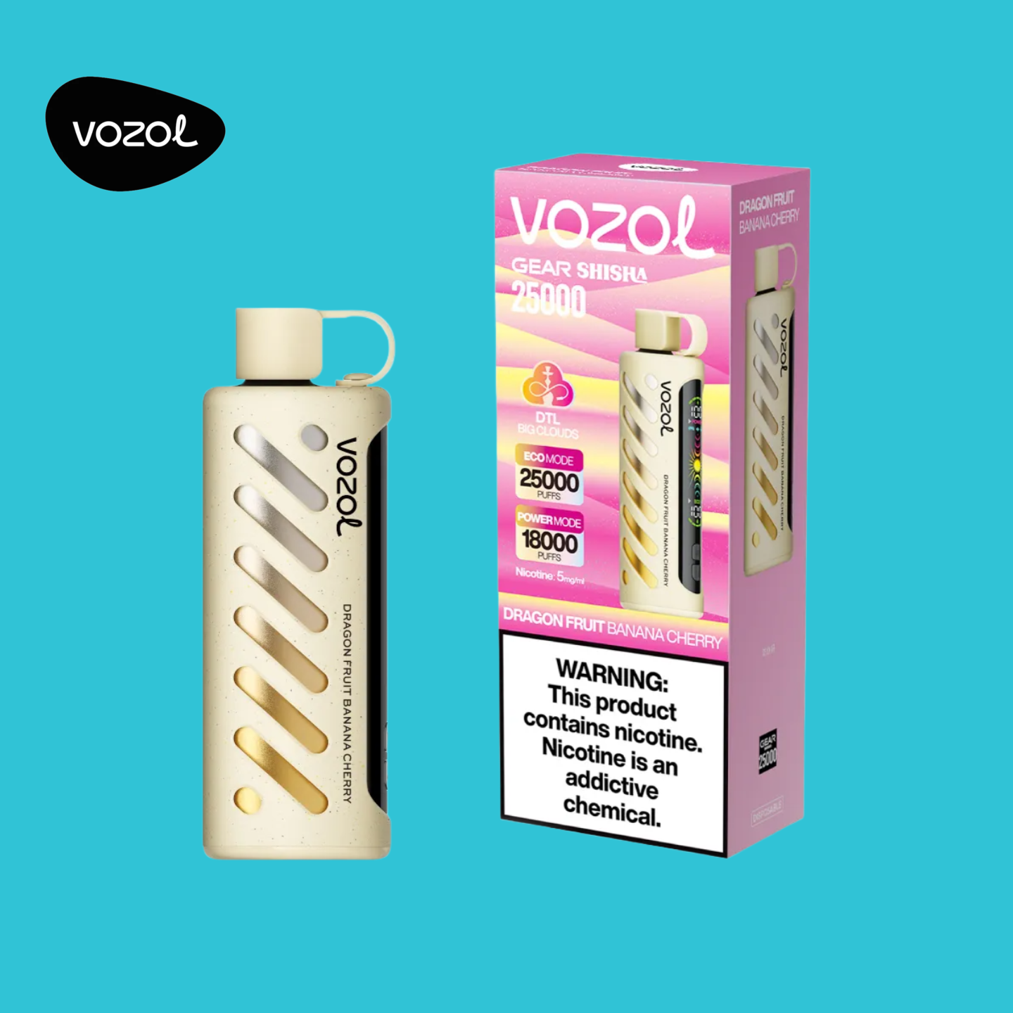Vozol 25K Vape Dragon Fruit Banana Cherry