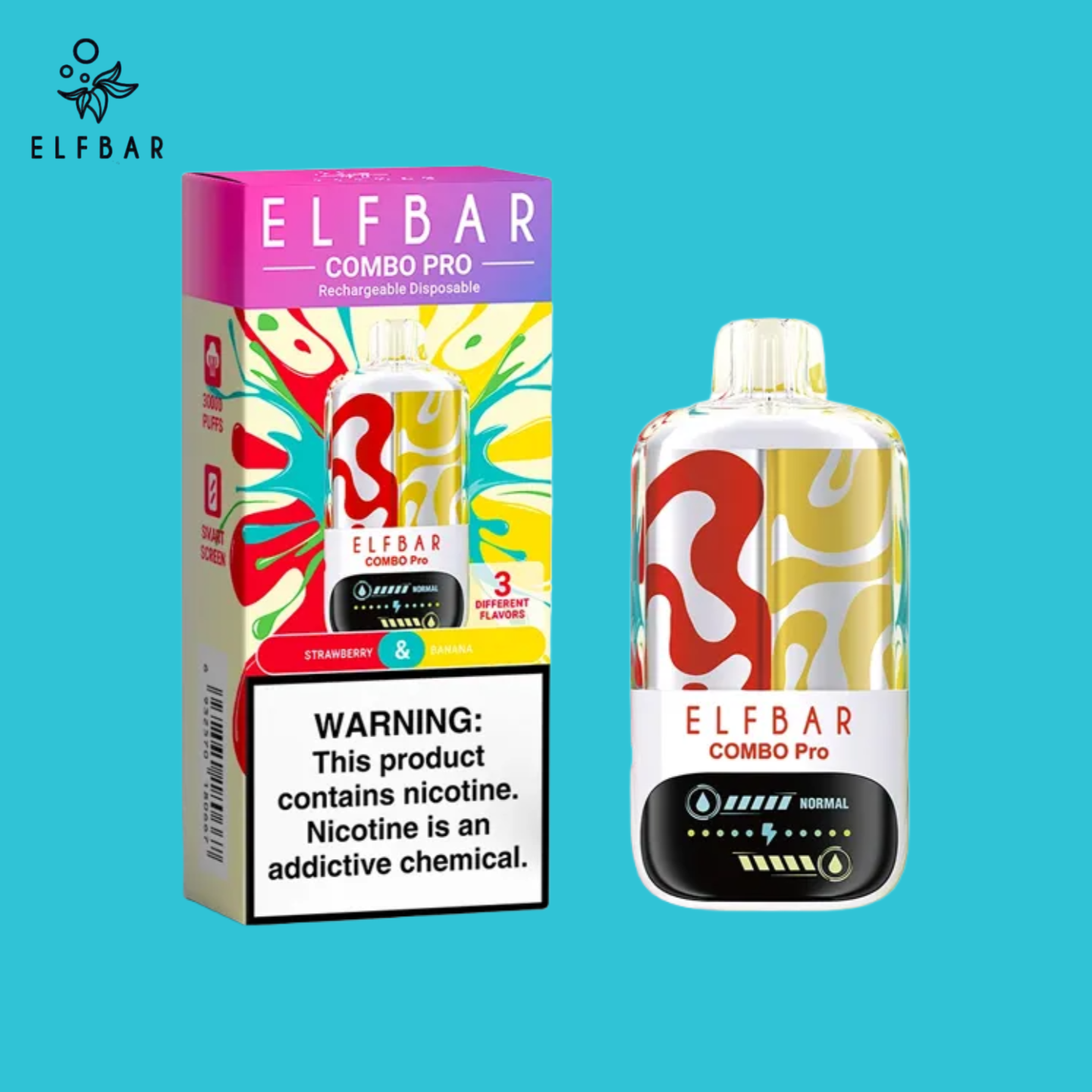 Strawberry & Banana Elf Bar Combo Pro 30000 Puffs Vape