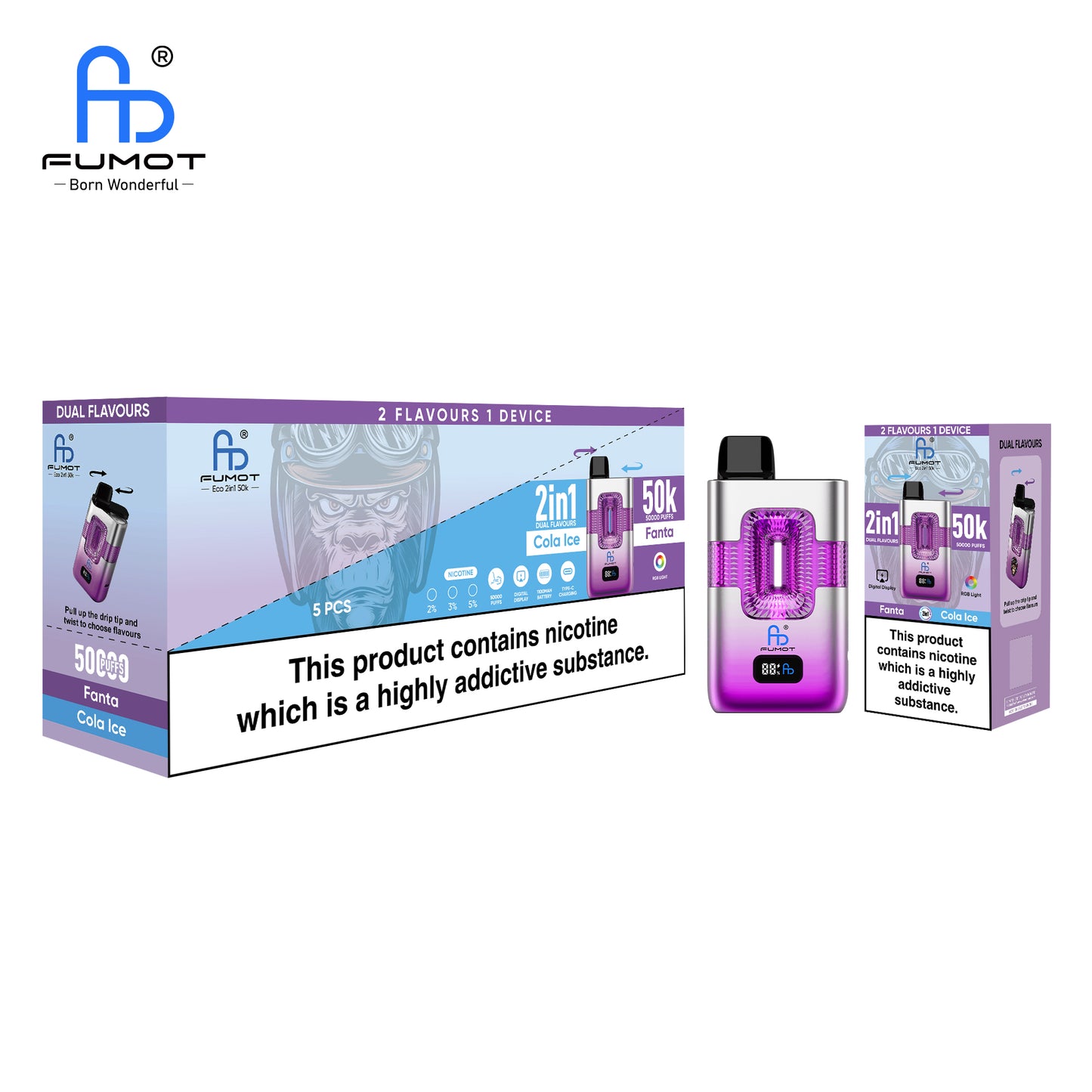 RandM FUMOT ECO 2IN1 50K Puffs Fanta & Cola Ice